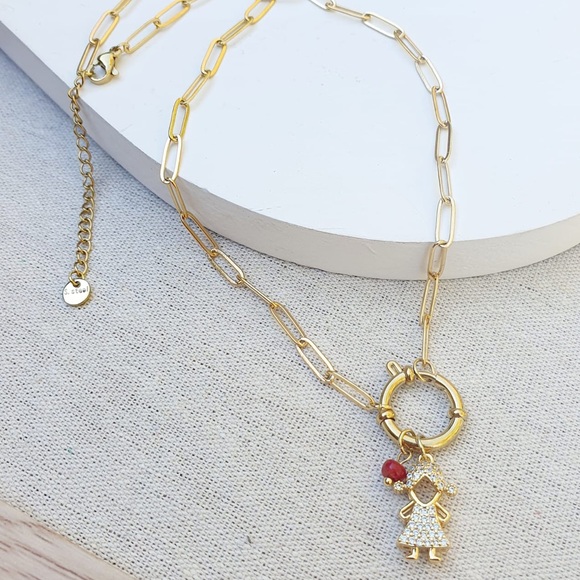 New 18k Gold Plated Boy and Girll Necklace - Picture 2 of 3